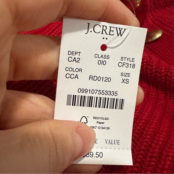 J crew classic cardinal red Button raglan crewneck sweater - Picture 4 of 4